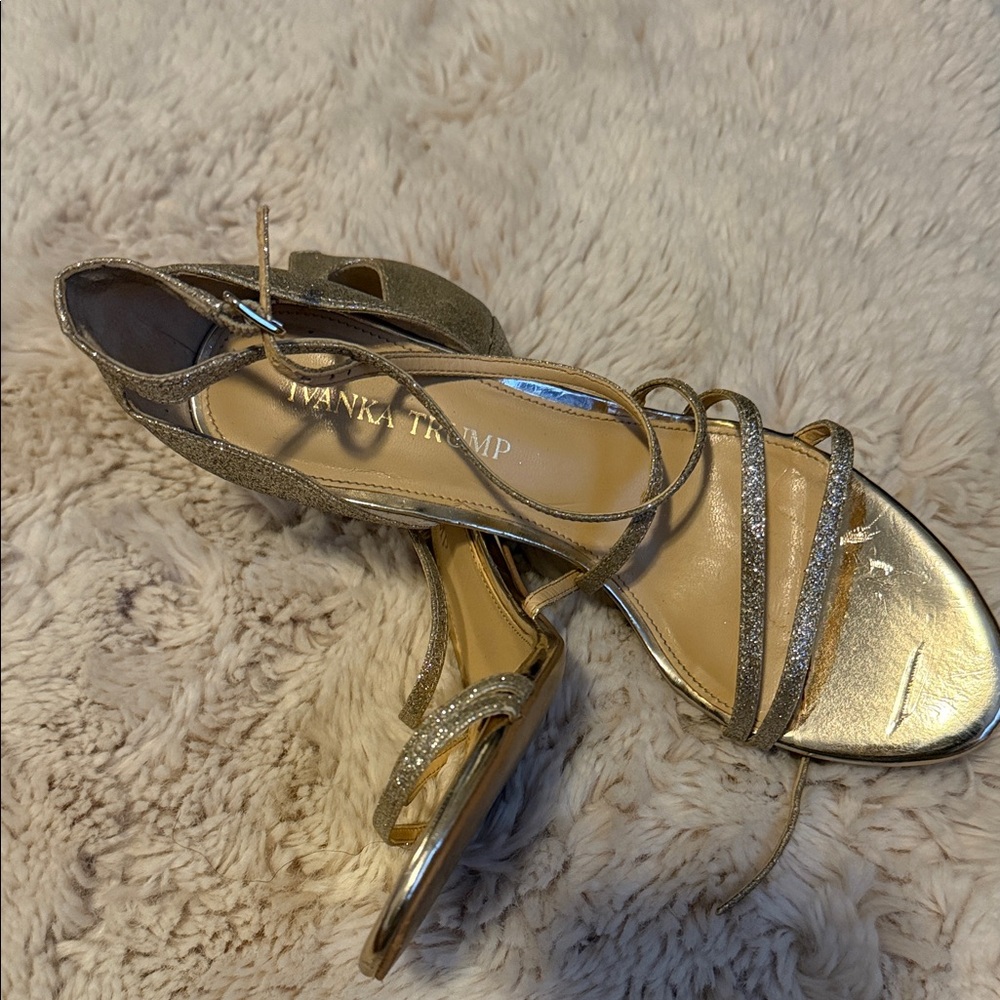 Ivanka Trump Glittering Gold Sandals
